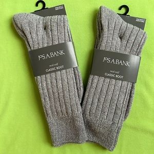 JOS. A BANK MID-CALF BOOT SOCKS (2 PAIRS):NWT FLECKED GREY
